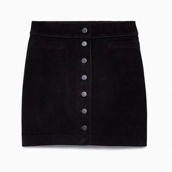 Aritzia Wilfred Free Karmen Skirt Button Front Corduroy Mini Skirt Black Size 0 - Picture 2 of 6